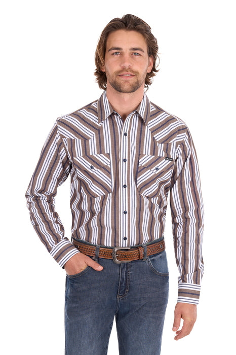 X6S1112659 Mens Eli LS Shirt | Denim/Tan