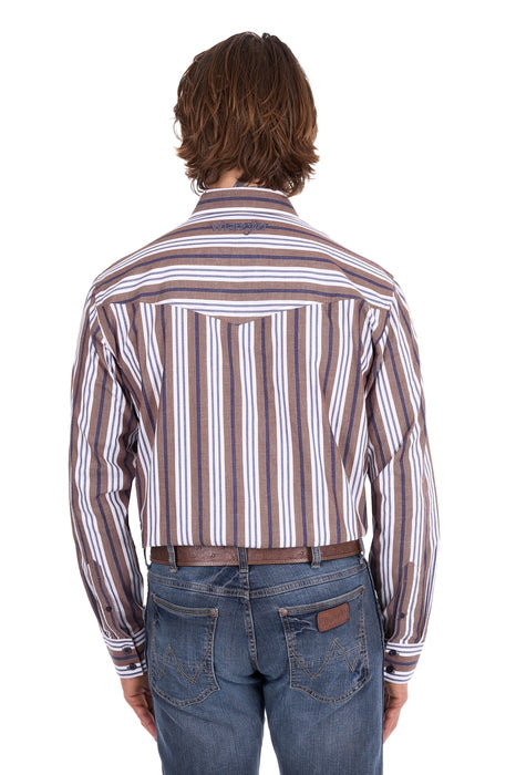 X6S1112659 Mens Eli LS Shirt | Denim/Tan