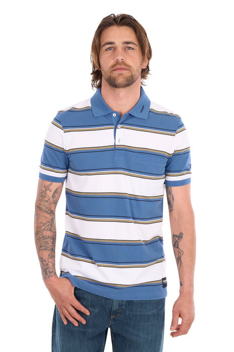 X6S1560679 Mens Mick 1PKT SS Polo | Denim/White