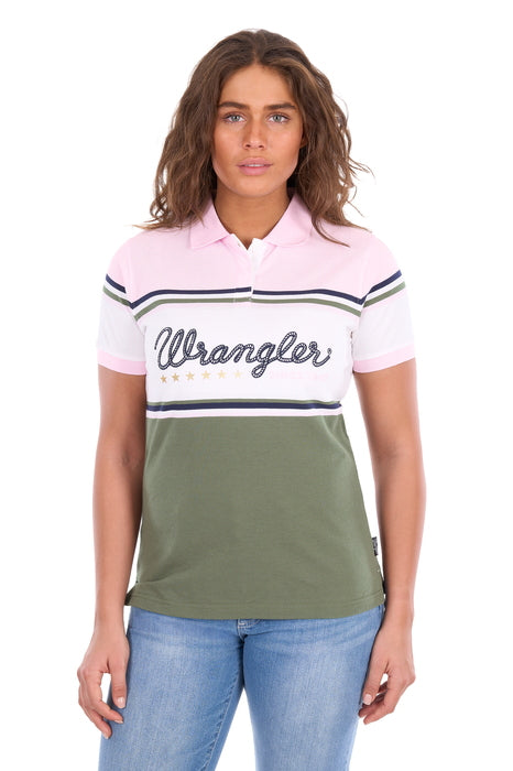 X6S2514631 Wmns Stepnie SS Polo | Olive/Pastel Pink