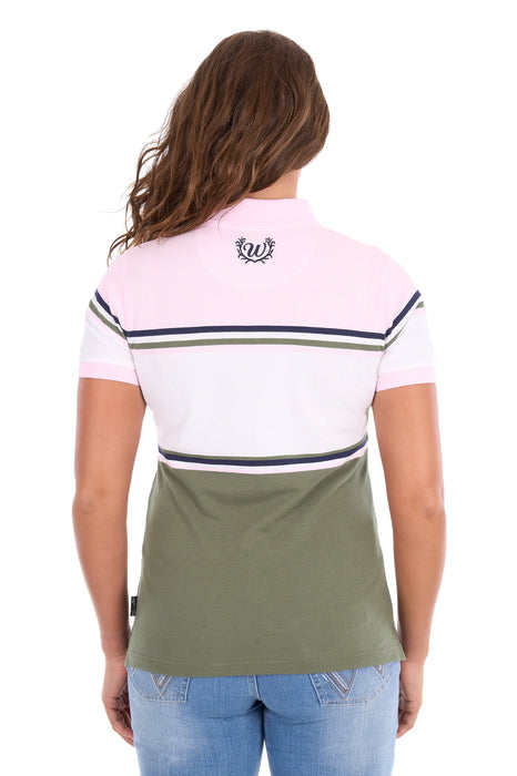 X6S2514631 Wmns Stepnie SS Polo | Olive/Pastel Pink