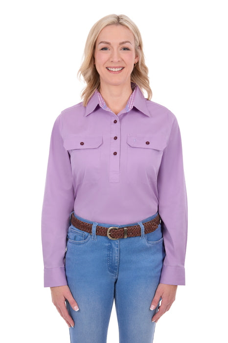 TCP2100106 Womens Stretch Drill Half Button L/S Work Shirt