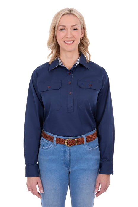 TCP2100106 Womens Stretch Drill Half Button L/S Work Shirt