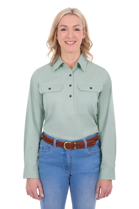 TCP2100106 Womens Stretch Drill Half Button L/S Work Shirt