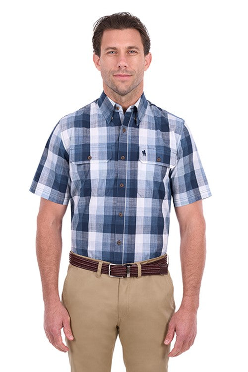 T6S1110042 Mens Oscar 2 Pocket Short Sleeve Shirt | Navy
