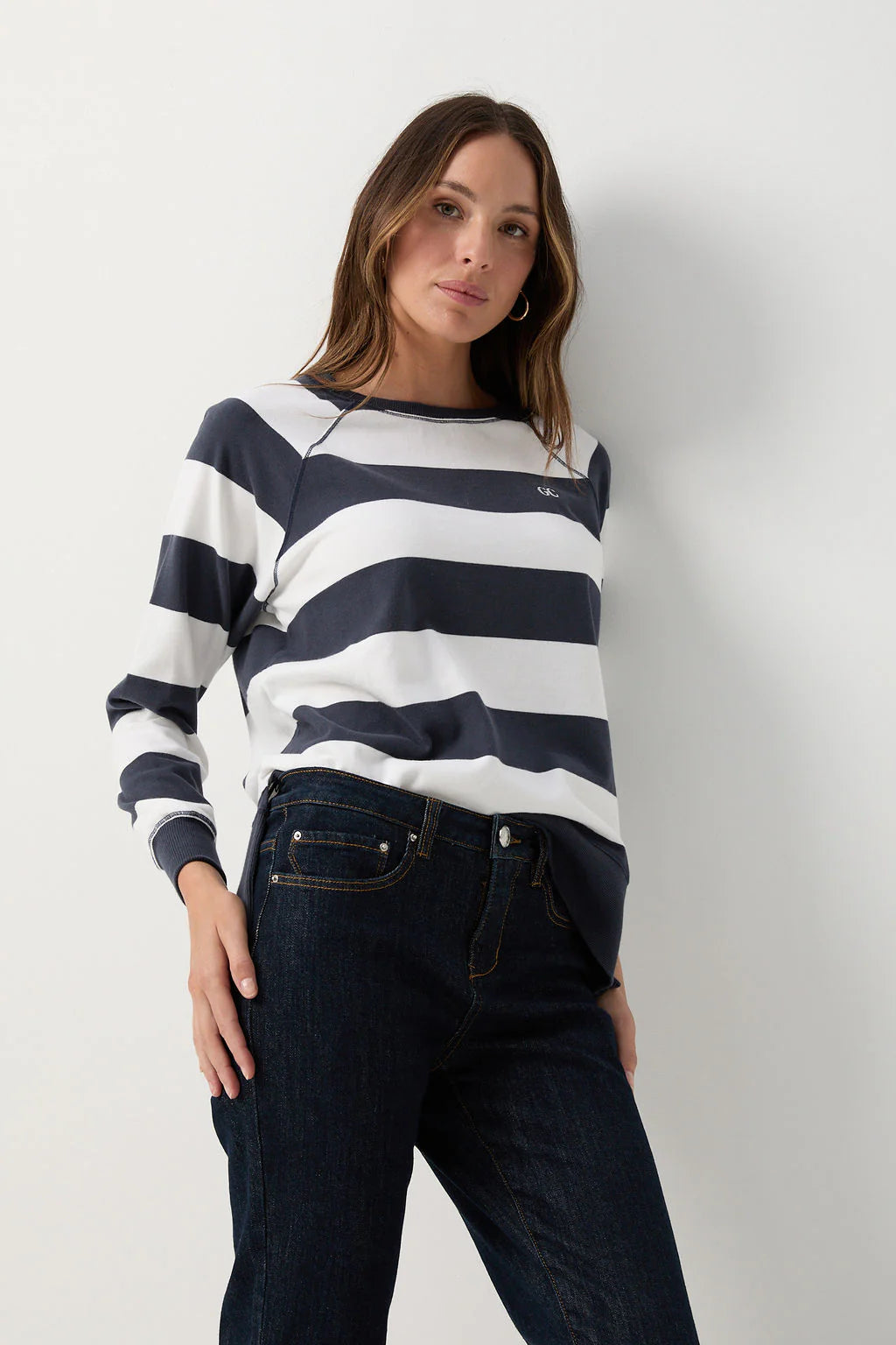 W25-3262-2  Stripe Sweater Parisian Night