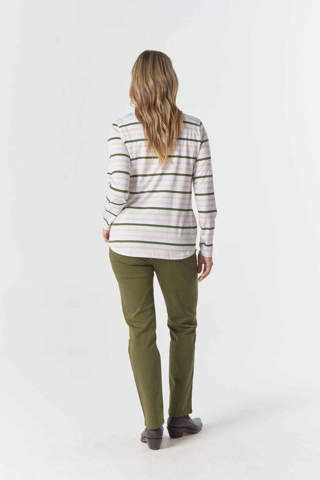 3264-26-W26 Original Multi Stripe Long Sleeve Tee - Sage