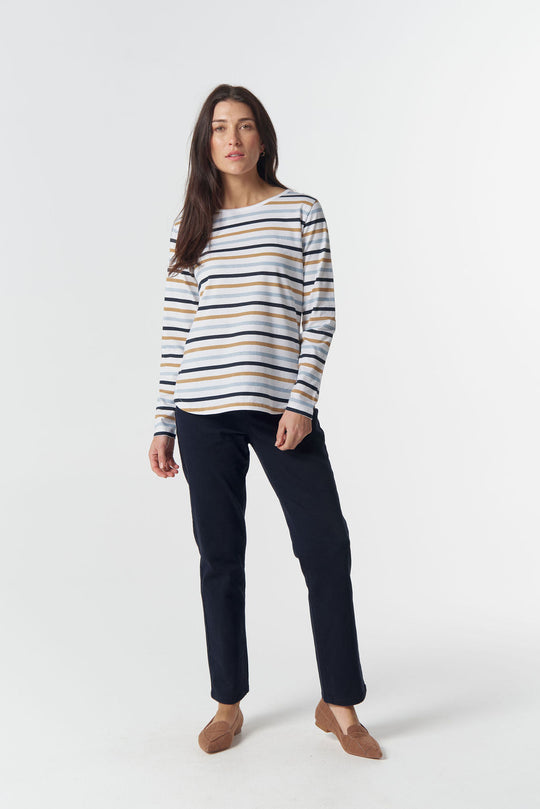 3264-26-W26 Original Multi Stripe Long Sleeve Tee - Skyride Blue