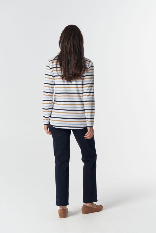 3264-26-W26 Original Multi Stripe Long Sleeve Tee - Skyride Blue