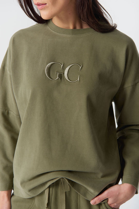 3314-W26 GC Logo Cotton Sweater - Sage