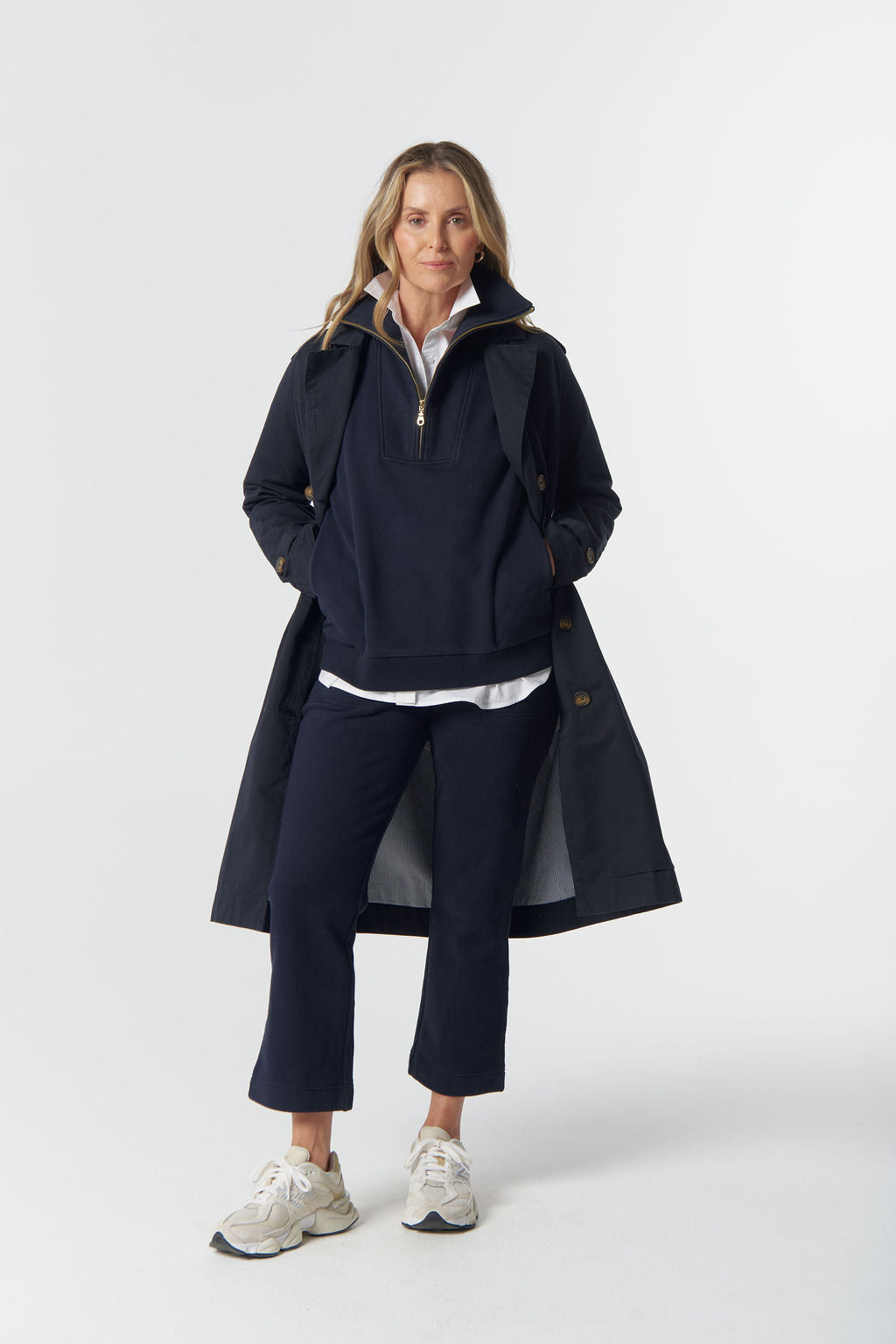 3319-W26 Rugged ½ Zip Cotton Sweater - Dark Navy