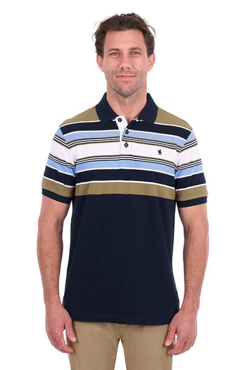 T6S1504014 MENS PHILLIP SS POLO | Navy / Tan