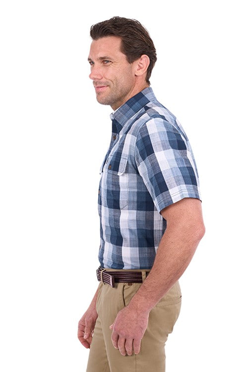 T6S1110042 Mens Oscar 2 Pocket Short Sleeve Shirt | Navy