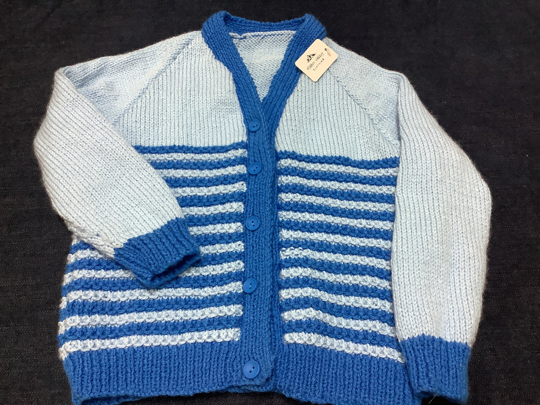 1432162 HVC Hand Knitted Cardigan Size 7-8 approx|  Too Blue