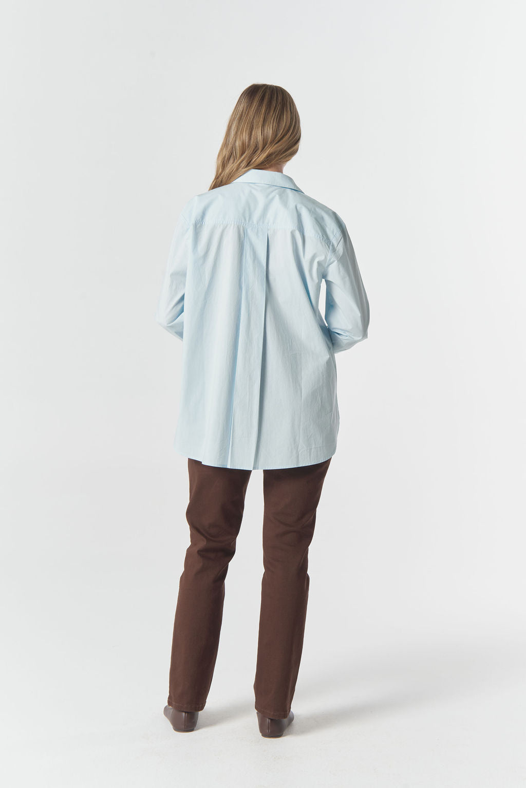 4432-W26 Bloom Oversized Basic Shirt - Skyride Blue