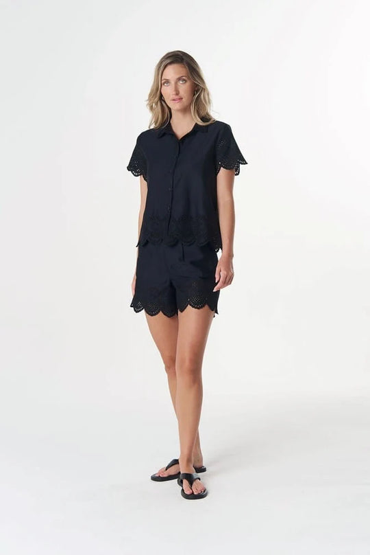 5314-26-S26 Salt Embroidered Cotton Shorts | Dark Navy