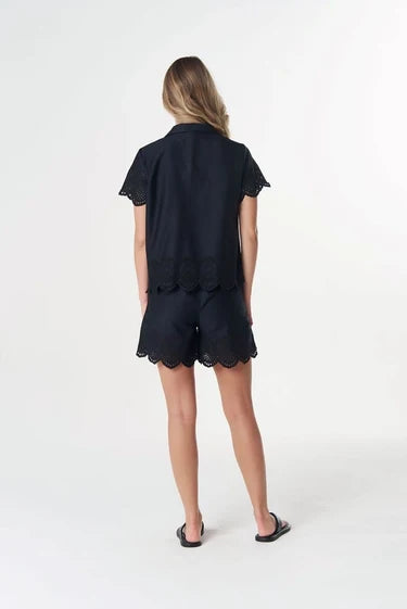 4452-26-S26 Salt Embroidered Cotton Shirt | Dark Navy
