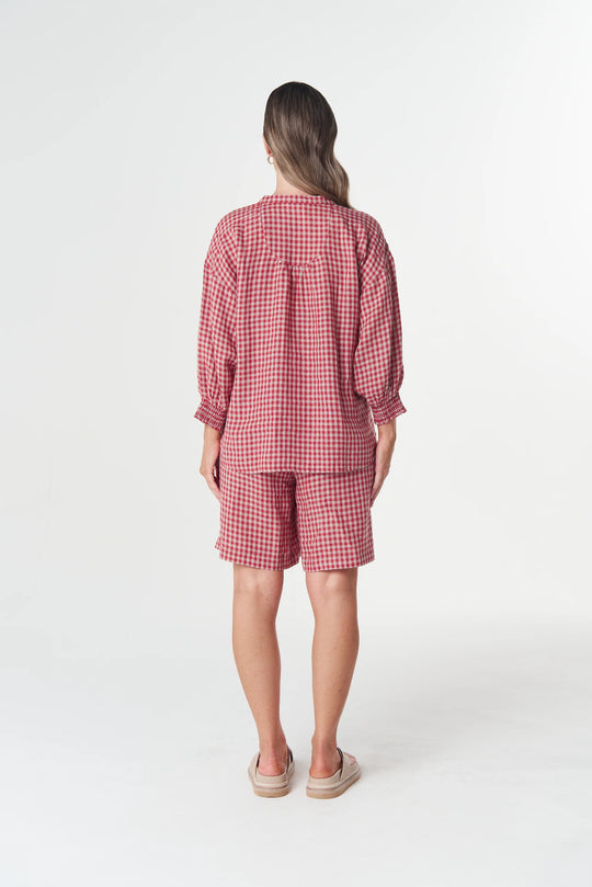 4468-S26 Maple Linen Blouse |  Poinsettia