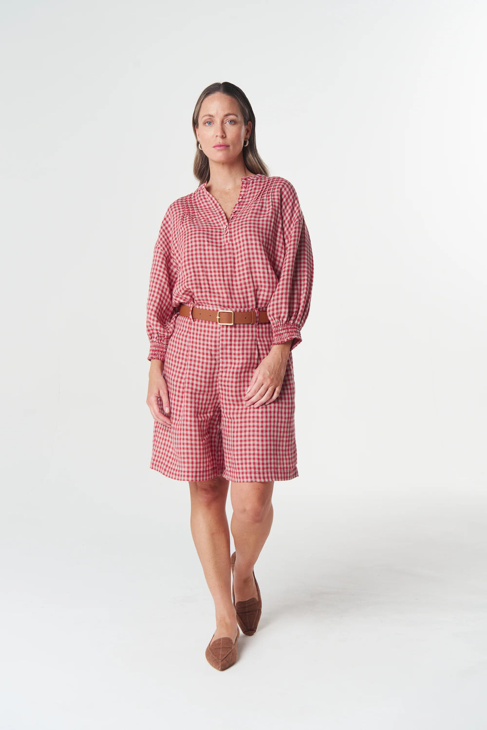 4468-S26 Maple Linen Blouse |  Poinsettia