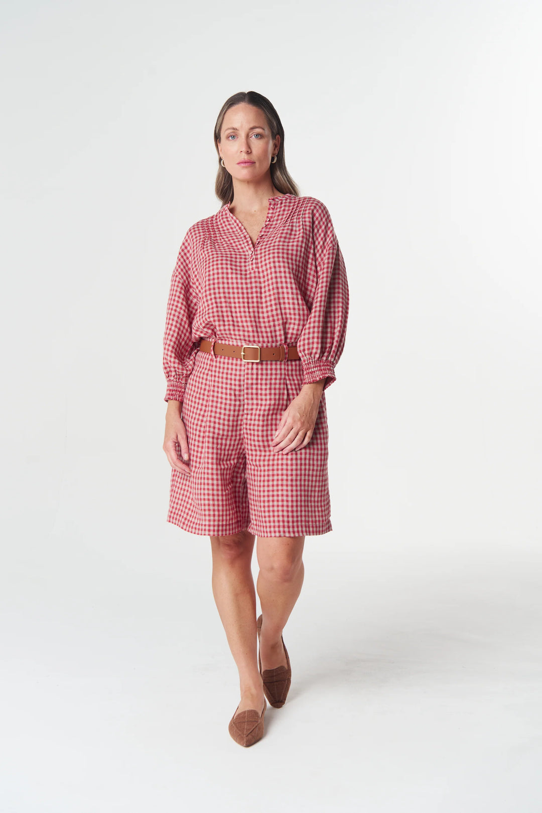 4468-S26 Maple Linen Blouse |  Poinsettia
