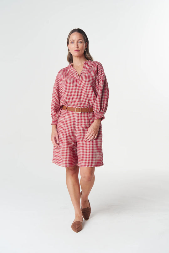 4468-S26 Maple Linen Blouse |  Poinsettia