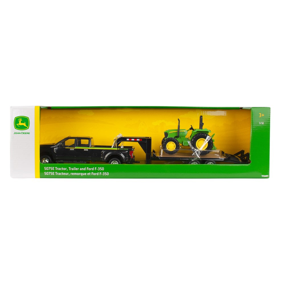 1:32 2017 Ford F-350 Pickup Truck w/Gooseneck trailer and JD 5075E Tractor.