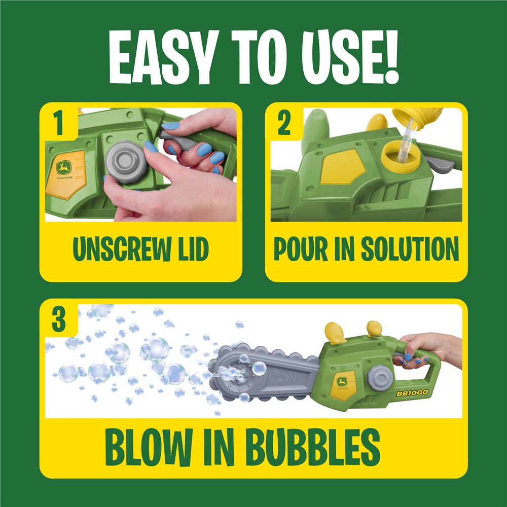 470627 John Deere Motorised Bubble and Fun Chainsaw
