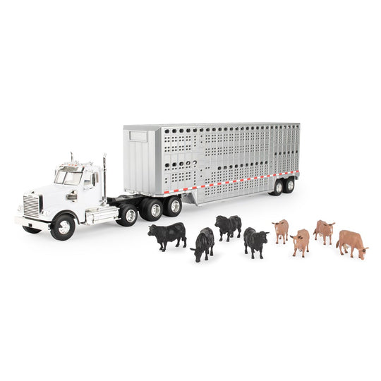 47362 1:32 Freightliner 122SD Semi with Cattle Trailer