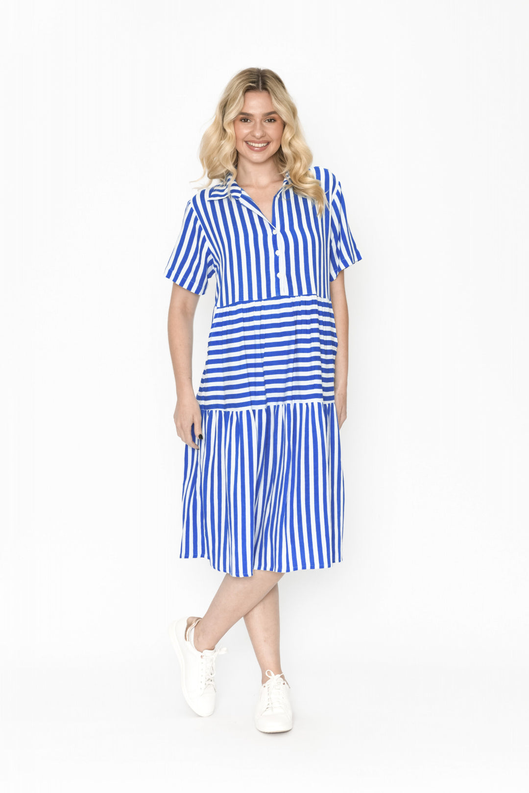 DW97F Faith Dress Coloured Layers | Cornflower