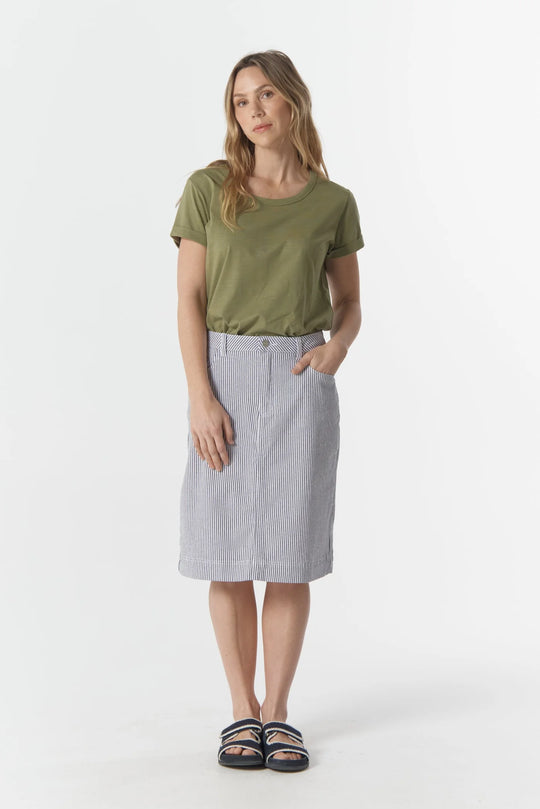 5250 Stripe Knee Length Skirt