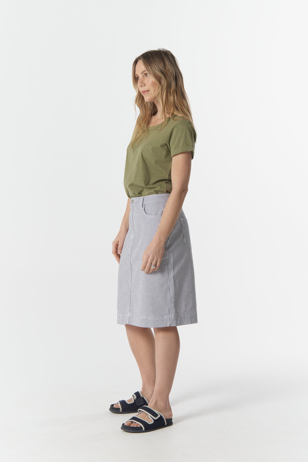 5250 Stripe Knee Length Skirt