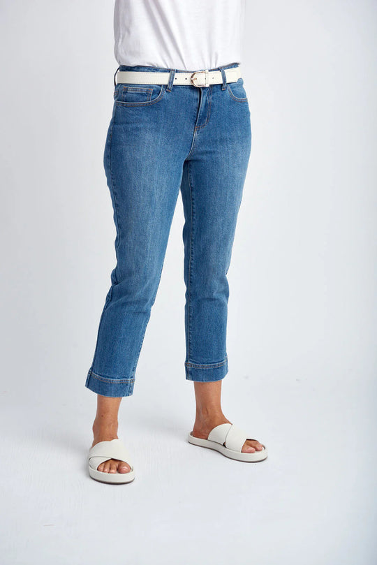 W25-5252  Denim Cropped Jean Light Blue