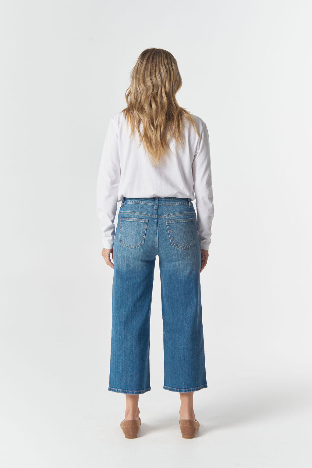 5268-W26 5 Pocket Crop Wide Leg Jean - Denim Blue