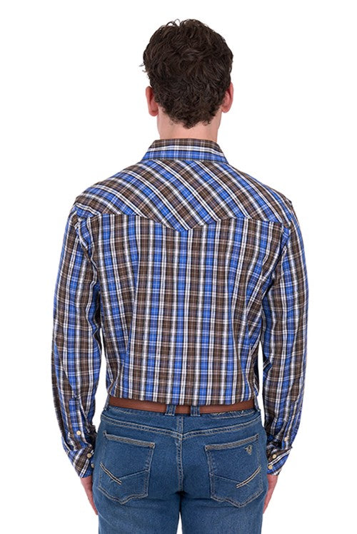 B6S1100649 Mens Neil LS Shirt | Navy/Tan