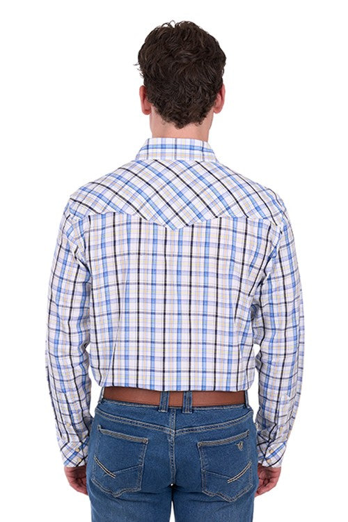 B6S1100649 Mens Neil LS Shirt | White/Blue