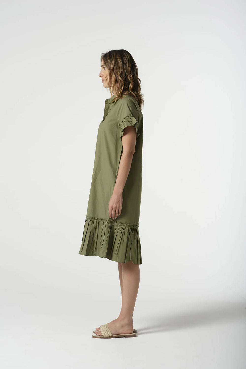6265-S25 Ruffle midi Dress - Sage Green