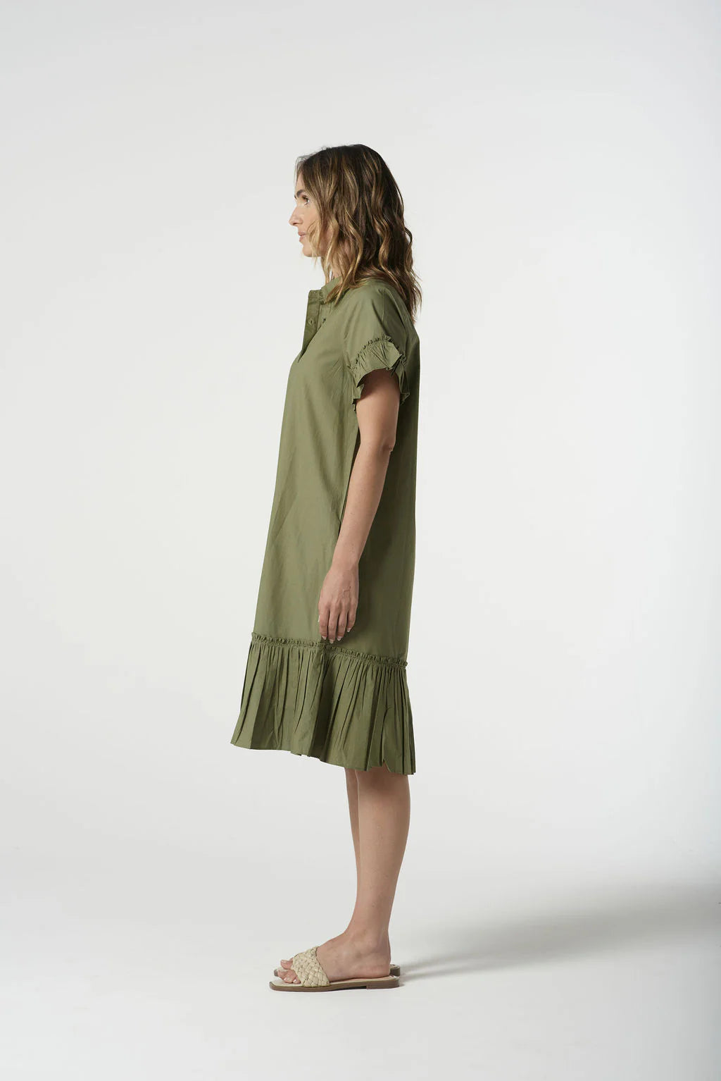 6265-S25 Ruffle midi Dress - Sage Green