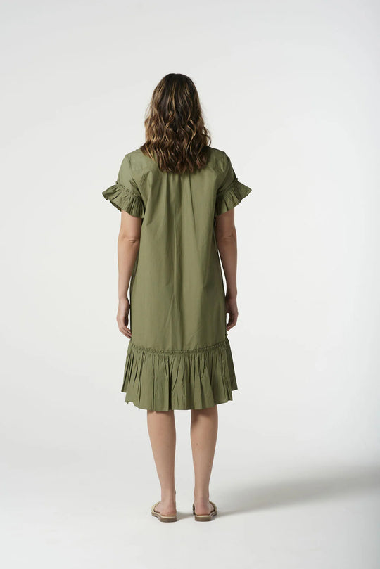 6265-S25 Ruffle midi Dress - Sage Green