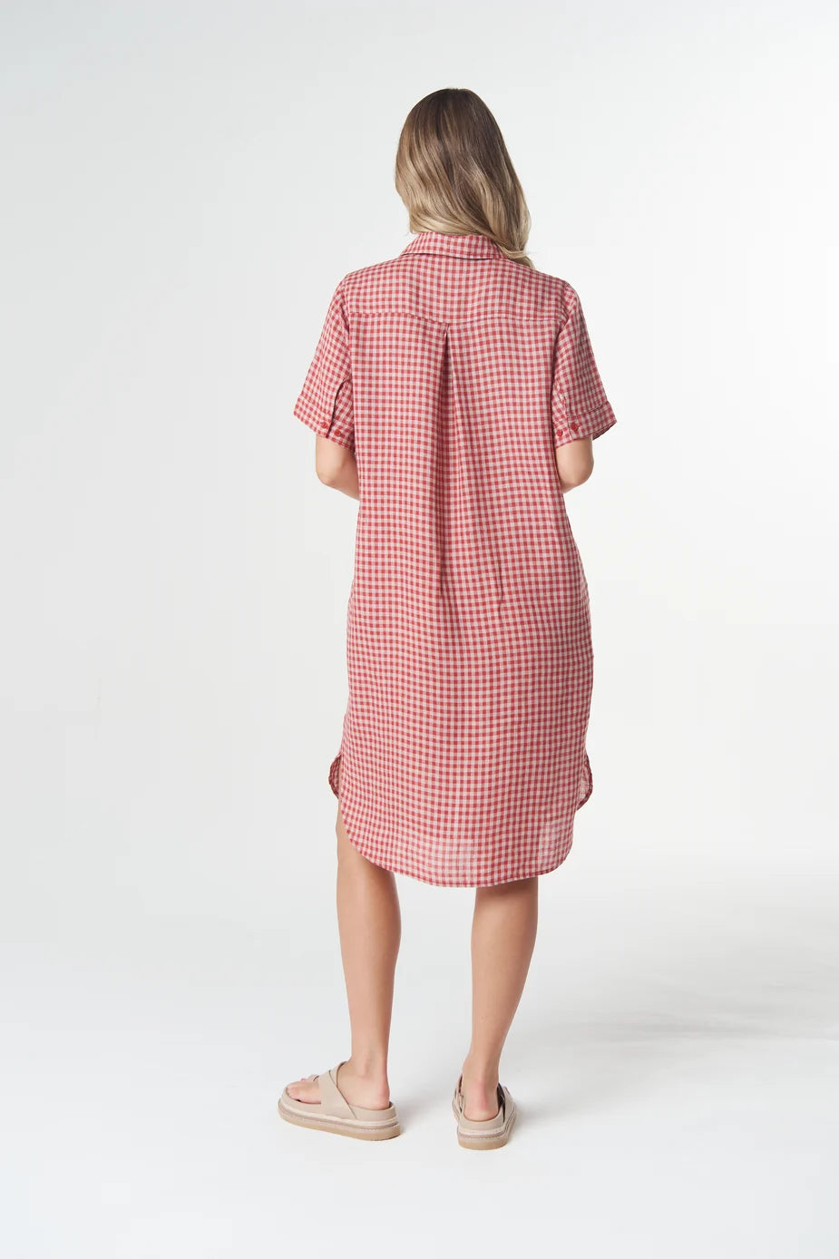 6311-S26 Beach Days Short Sleeve Frill Dress | Poinsettia
