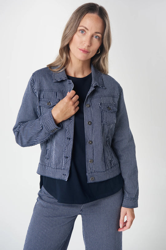 7075 Ray Denim Jacket |  Dark Navy/White Stripe