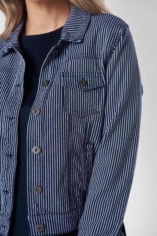 7075 Ray Denim Jacket |  Dark Navy/White Stripe