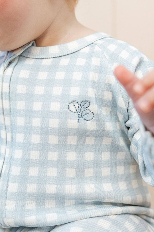 Growsuit Light Blue Gingham Rib: 0 (6-12m)