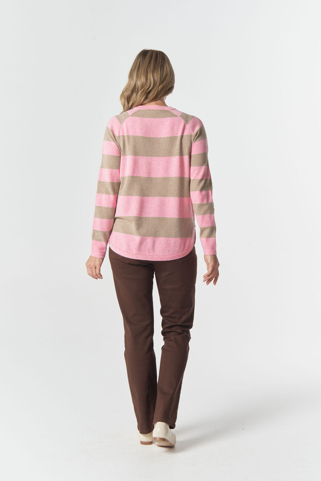 8237M-W26 The Yards Merino Cotton Jumper - Fondant Pink/Oatmeal
