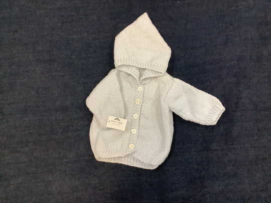 1432128 HVC Hand Knitted Baby  Hooded Cardigan | Ice Blue