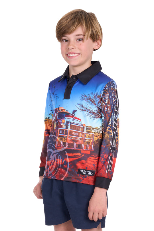 B5S3568493 Boys Road Train LS Tee | Multi