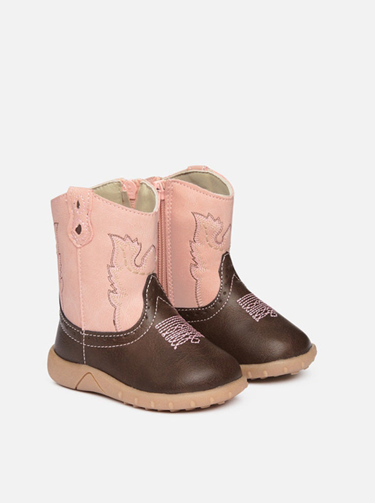 Baby Western Boot | Brown/Pink