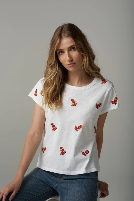 C1378233S25 Cloth + Paper + Scissors Embroidered Boots Tee