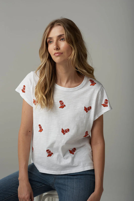 C1378233S25 Cloth + Paper + Scissors Embroidered Boots Tee