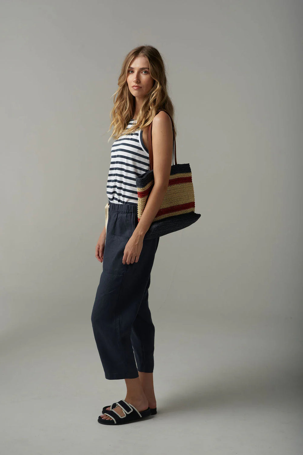 C138326S25 Coth + Paper + Scissors Strip Tank Top