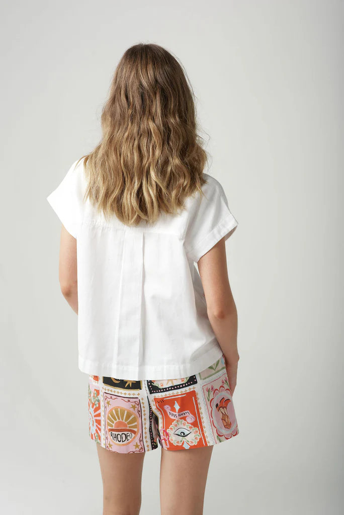 C1437230S25 Cloth + Paper + Scissors Rodeo Print Cap Sleeve Shirt